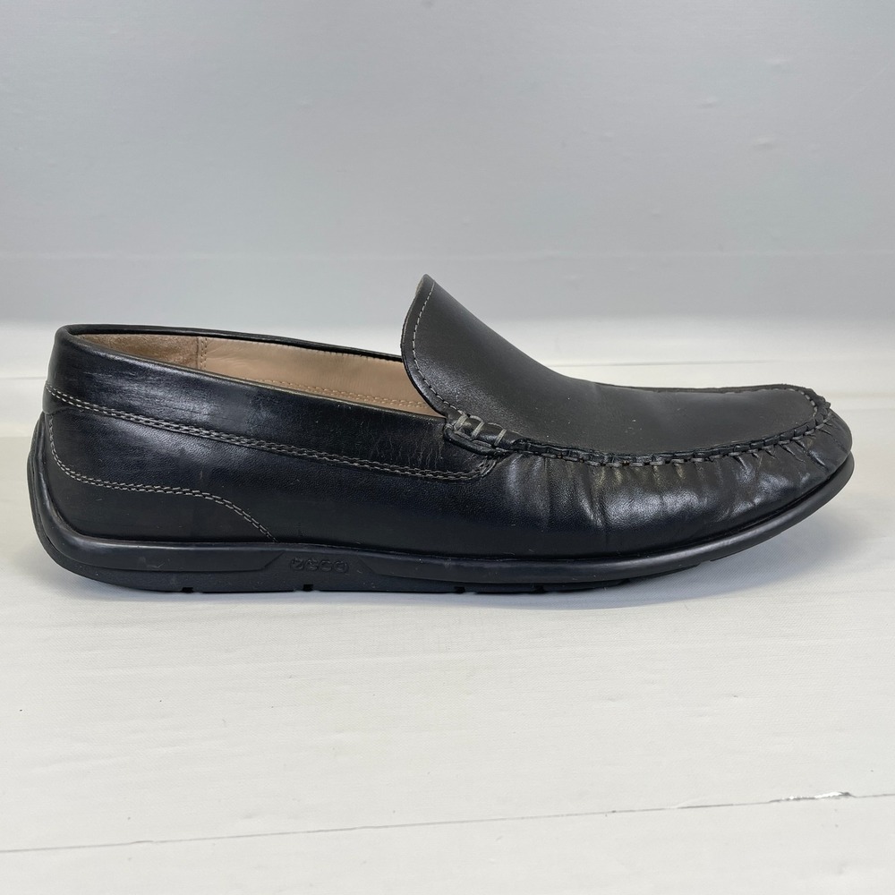 ECCO Classic Moc Loafers Mens Size 44 US 10 Black Leather Slip On Casual Shoes